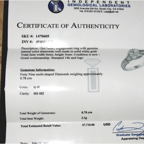 New, never worn. White gold diamond ring. Sixe 7 - Picture 4 of 4